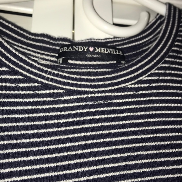 Navy and White Striped Brandy Melville Tee - Picture 2 of 2